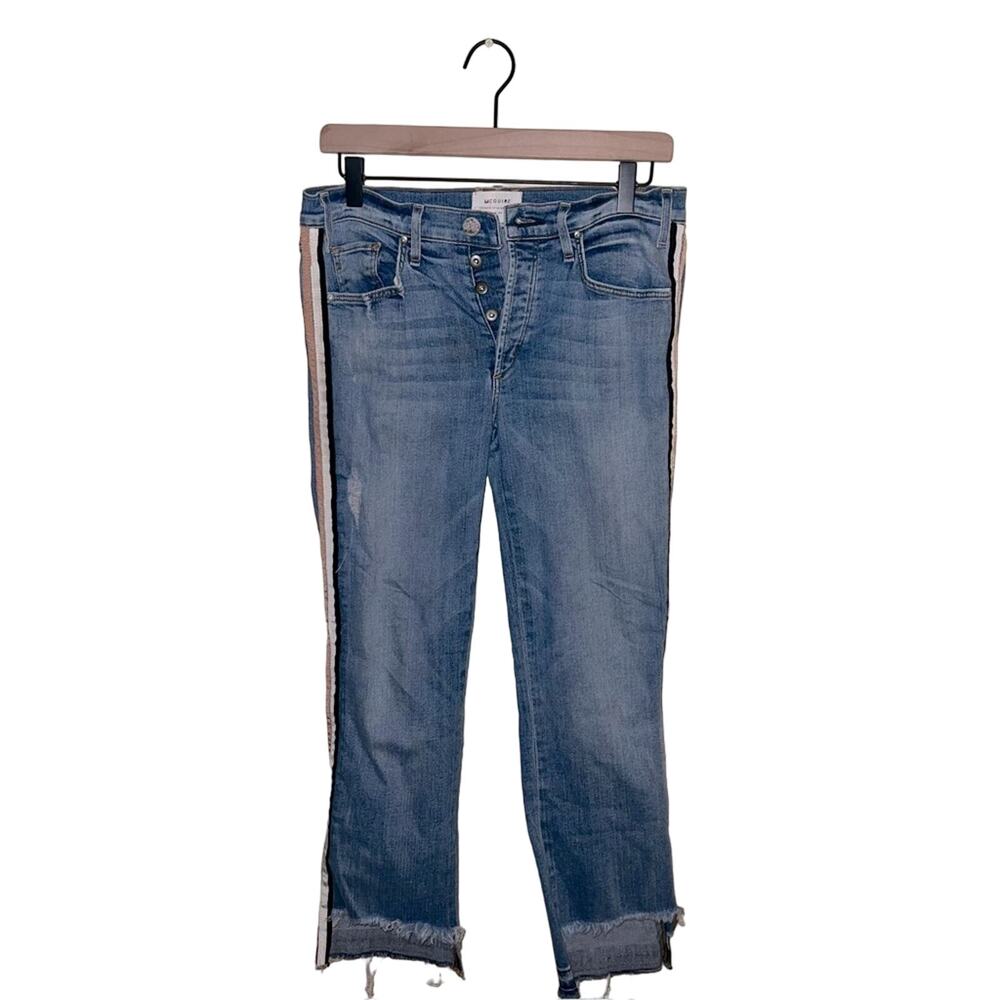 MCGUIRE ANTHROPOLOGIE distressed raw hem cuff jeans 28